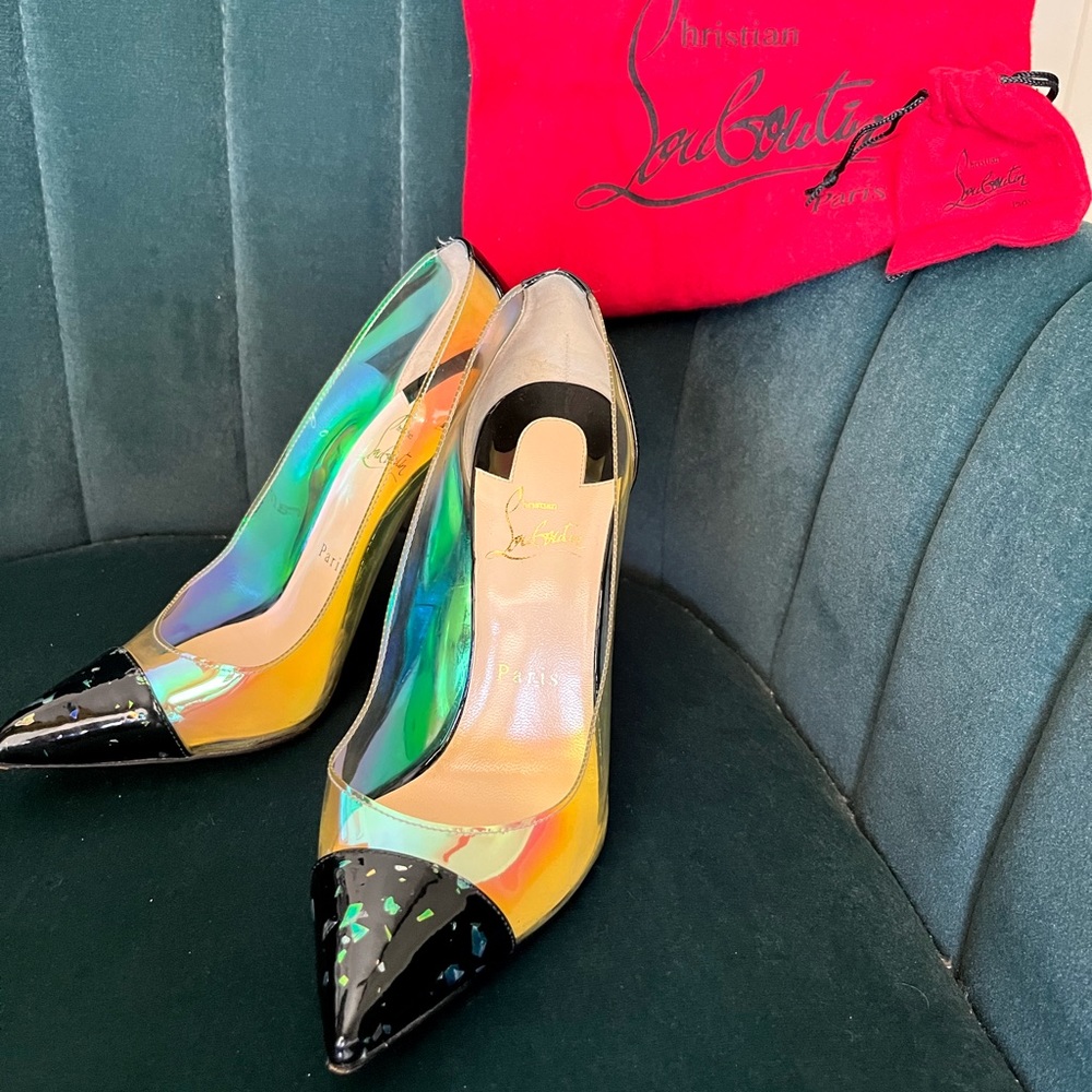 Christian Louboutin iridescent pvc Debout heels size 38 (size 7.5) Great conditn